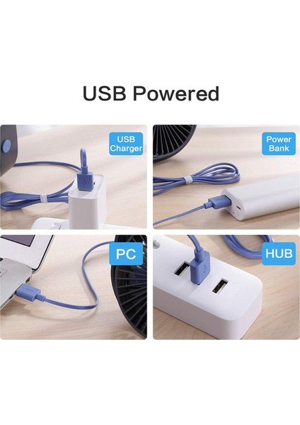 Mini Fan, Küçük Kişisel USB Masa Fanı, 3 Hız Taşınabilir Masaüstü Masa Soğutma Fanı USB ile Güçlenir, Güçlü Rüzgar, Sessiz Çalışma (Mavi) (Yurt Dışından)