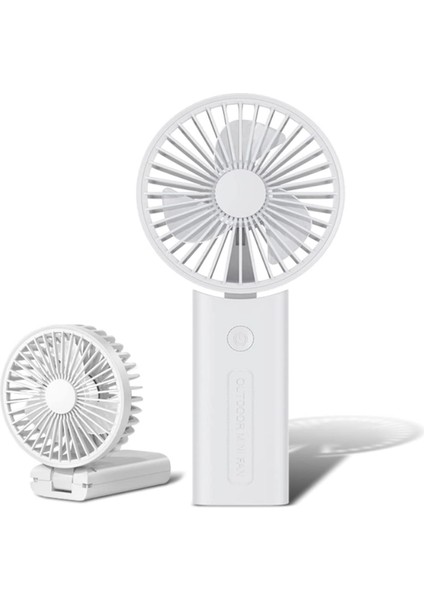 El Tipi Fan, 3 Hızlı Taşınabilir El Tipi USB Şarj Edilebilir Fanlar, Mini Fan Pille Çalışan Katlanabilir Masa Masaüstü Fanları (Beyaz) (Yurt Dışından)