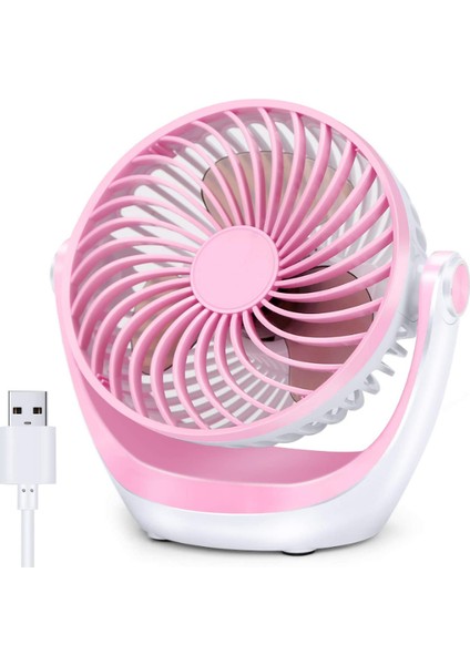 Masa Fanı Güçlü Hava Akışı ile Küçük Masa Fanı Ultra Sessiz Taşınabilir Fan Hızı Ayarlanabilir Kafa 360 ° Dönebilen Mini Kişisel Fan (Pembe) (Yurt Dışından)