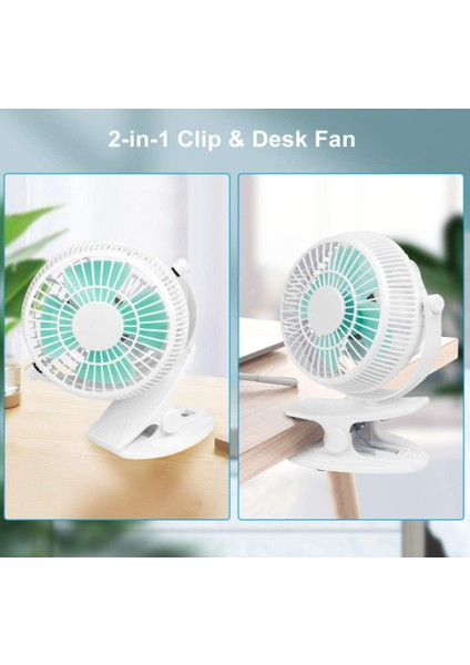 Mini USB Klip ve Masa Kişisel Fan, Sessiz Çalışma, Masa Fanları, Mini Fan, Masa Fanı,4 Inç 2 Hızlı Taşınabilir Soğutma Fanı, 360° Fan(Beyaz) (Yurt Dışından)