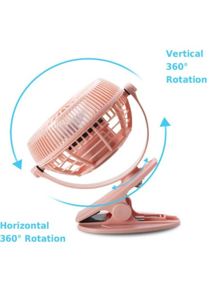 Mini USB Klip ve Masa Kişisel Fanı, Sessiz Çalışma, Masa Fanı, Mini Fan, Masa Fanı,4 Inç 2 Hızlı Taşınabilir Soğutma Fanı, 360° Fan(Pembe) (Yurt Dışından)