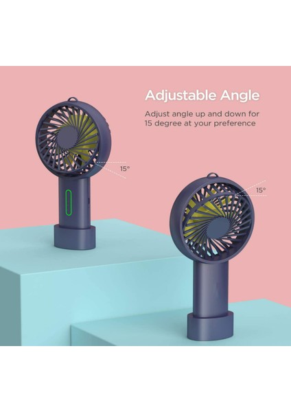 El Fanı, Mini El Fanı Kişisel Taşınabilir Fan 3 Hız Ayarlanabilir Açı Çıkarılabilir Taban Ipi USB Şarj (Mor) (Yurt Dışından)