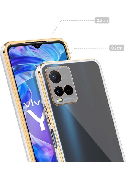 Vivo Y21S Kılıf Kamera Korumalı Pastel Renk Voit Clear Kapak Beyaz