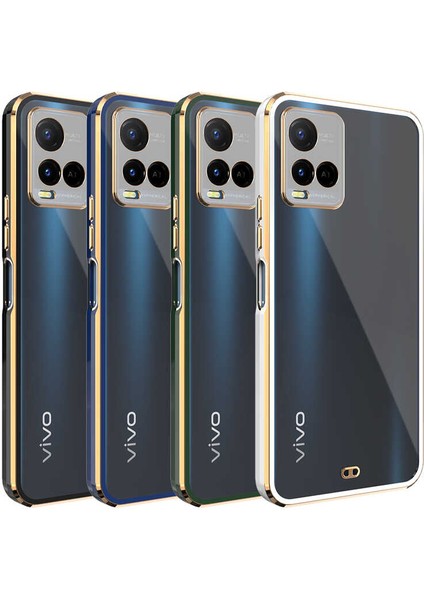 Vivo Y21S Kılıf Kamera Korumalı Pastel Renk Voit Clear Kapak Yeşil