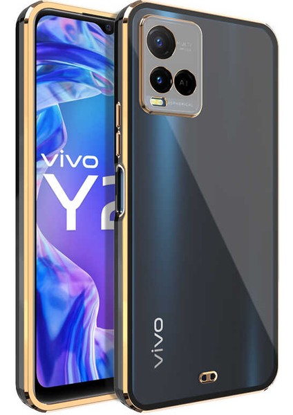 Vivo Y33S Kılıf Kamera Korumalı Pastel Renk Voit Clear Kapak Siyah