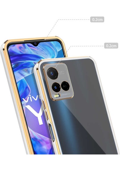 Vivo Y33S Kılıf Kamera Korumalı Pastel Renk Voit Clear Kapak Siyah