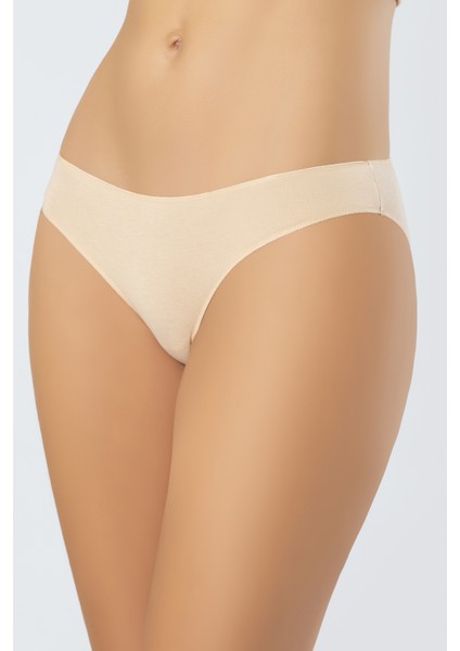 924 Kadın Likralı Pamuk Bikini Külot 3'lü Paket-Beyaz&siyah&ten