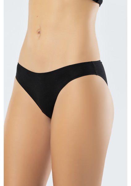 924 Kadın Likralı Pamuk Bikini Külot 3'lü Paket-Beyaz&siyah&ten