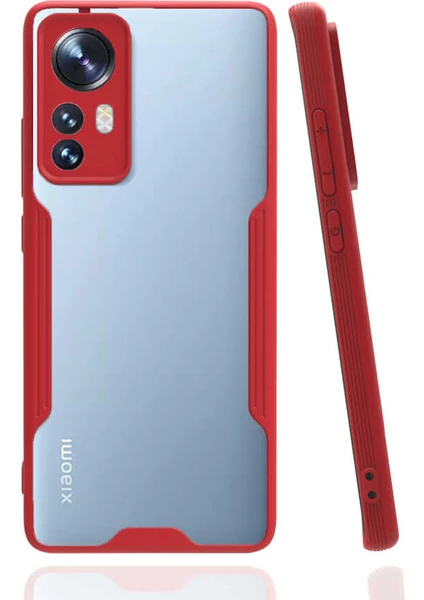 Case 4U Xiaomi Mi 12 Kamera Korumalı Ultra Ince Buzlu Mat Renkli Parfe Silikon Kapak Kırmızı