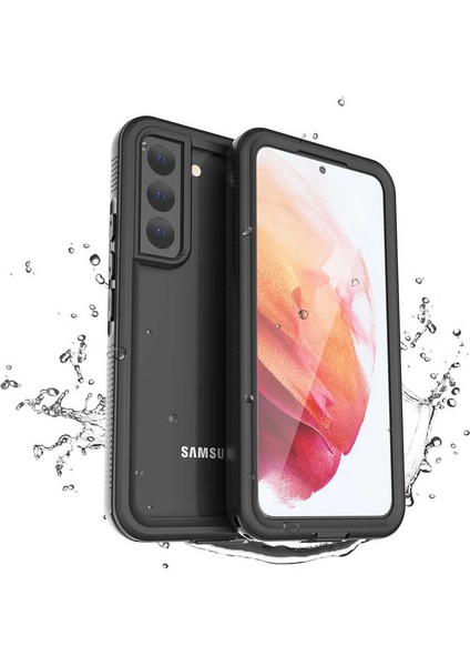 Samsung Galaxy S22 Uyumlu 360 Derece Darbelere Dayanıklı Su Geçirmez PC / TPU Kılıf Siyah