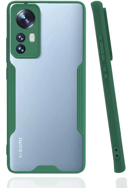 Case 4U Xiaomi Mi 12 Kamera Korumalı Ultra Ince Buzlu Mat Renkli Parfe Silikon Kapak Koyu Yeşil