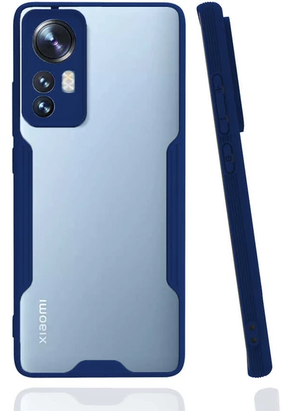 Case 4U Xiaomi Mi 12 Kamera Korumalı Ultra Ince Buzlu Mat Renkli Parfe Silikon Kapak Lacivert