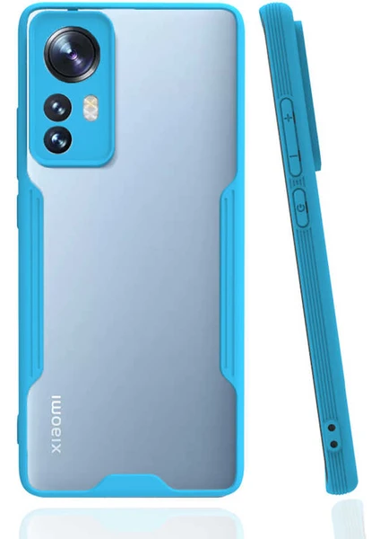 Case 4U Xiaomi Mi 12 Kamera Korumalı Ultra Ince Buzlu Mat Renkli Parfe Silikon Kapak Mavi