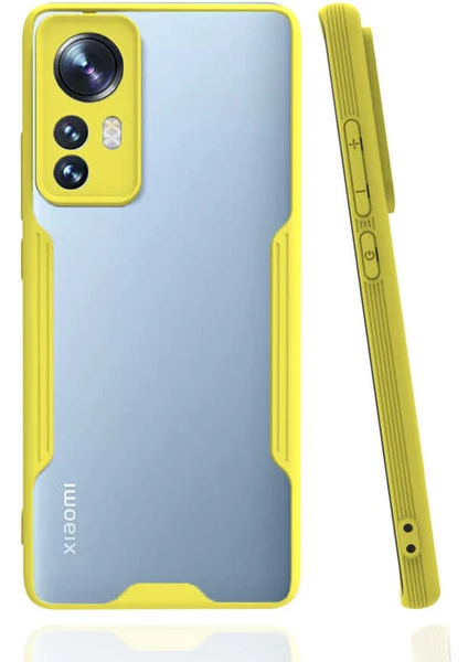 Case 4U Xiaomi Mi 12 Kamera Korumalı Ultra Ince Buzlu Mat Renkli Parfe Silikon Kapak Sarı