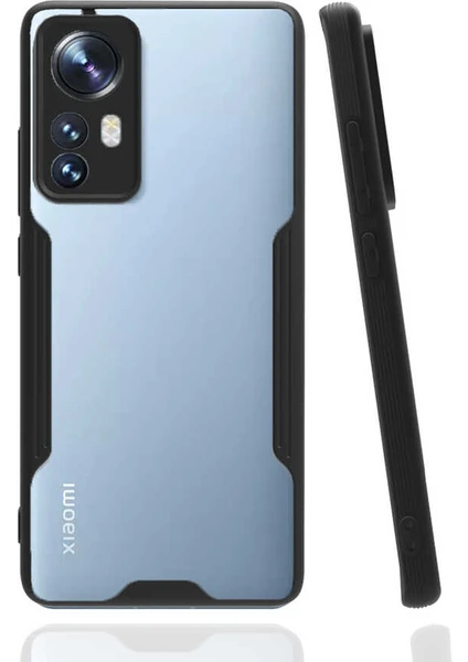 Case 4U Xiaomi Mi 12 Kamera Korumalı Ultra Ince Buzlu Mat Renkli Parfe Silikon Kapak Siyah