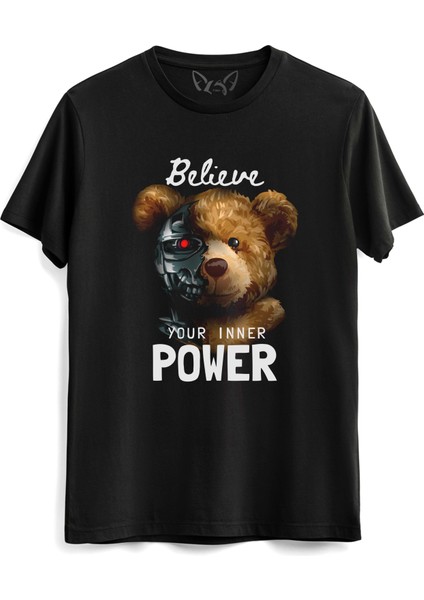 Power Tedy Bear Siyah Tshirt