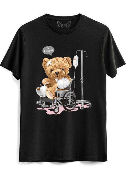 Time Heals Tedy Bear Siyah Tshirt