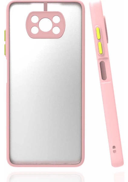 Case 4U Xiaomi Poco X3 / Poco X3 Pro Kılıf Kamera Korumalı Mat Renkli Buzlu Hux Silikon Pembe