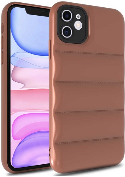 Apple iPhone 12 Kılıf Kamera Korumalı Darbelere Dayanıklı Kasis Arka Kapak Kahverengi