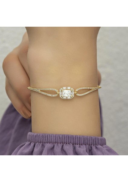 Altın Kaplama Baget Taşlı Gümüş Bayan Bileklik
