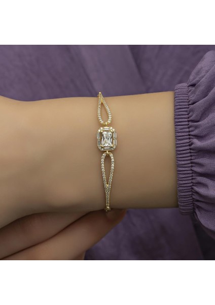 Altın Kaplama Baget Taşlı Gümüş Bayan Bileklik fiyatları