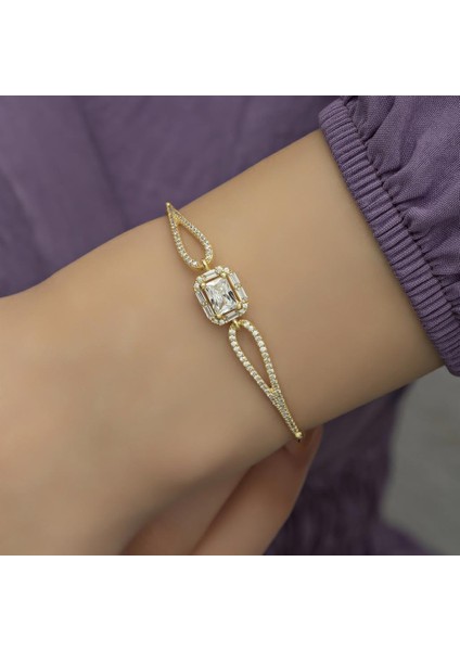 Altın Kaplama Baget Taşlı Gümüş Bayan Bileklik modelleri