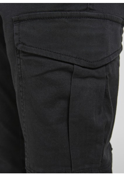 12186889_JPSTMARCO Jjjoe Cuffed Akm Normal Bel Düz Siyah Erkek Kargo Pantolon