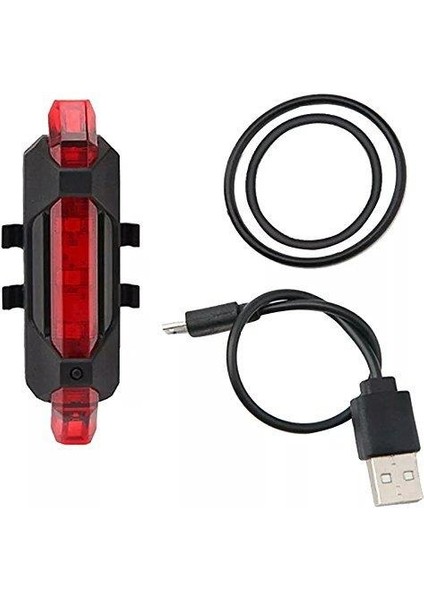 Bisiklet Işığı LED Stop Arka Ikaz Işık Lamba USB Şarjlı 4 Mod