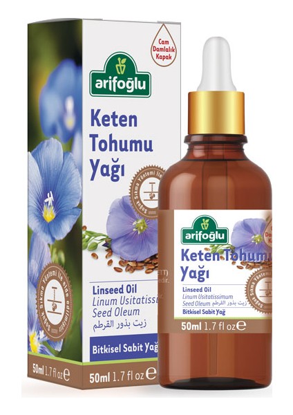 Keten Tohumu Yağı 50 ml – Besleyici ve Nemlendirici Etkili, Cam Damlalıklı Şişede Doğal Sabit Yağ