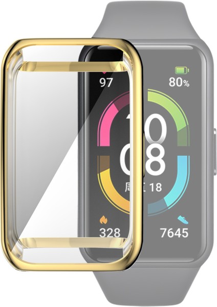 For Huawei Band 6 / 6 Pro / Honor Band 6 Full Coverage Tpu Electroplating Protective Case Cover (Gold) (Yurt Dışından)