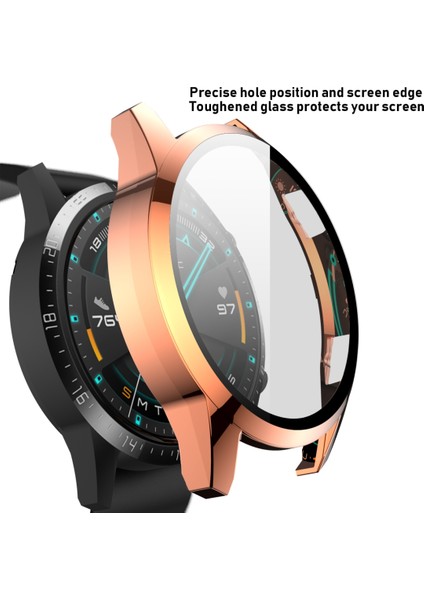 For Huawei Watch Gt2 46mm 2 In 1 Tempered Glass Screen Protector + Fully Plating Pc Case (Rose Gold) (Yurt Dışından) modelleri