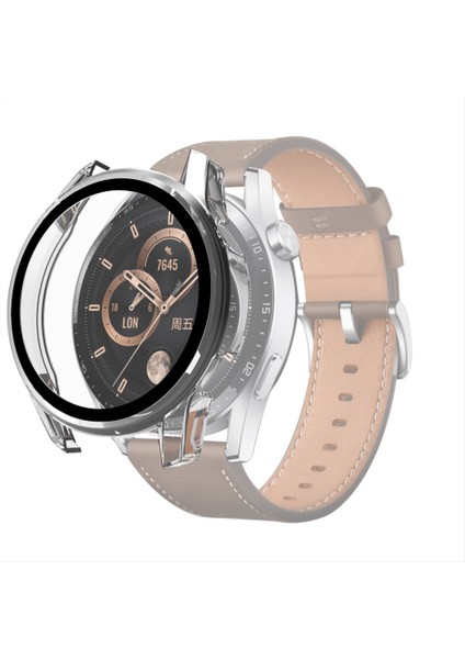 For Huawei Watch Gt 3 42mm Pc + Tempered Glass Watch Protective Case (Transparent) (Yurt Dışından)