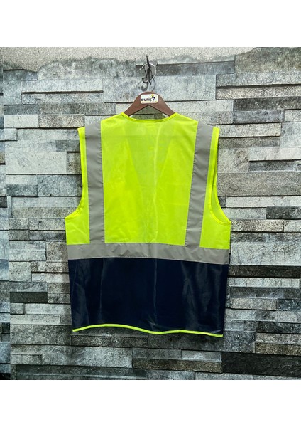 Mühendis Tipi Reflektörlü Çift Renk Ikaz Yeleği (Sarı-Lacivert) fiyatları