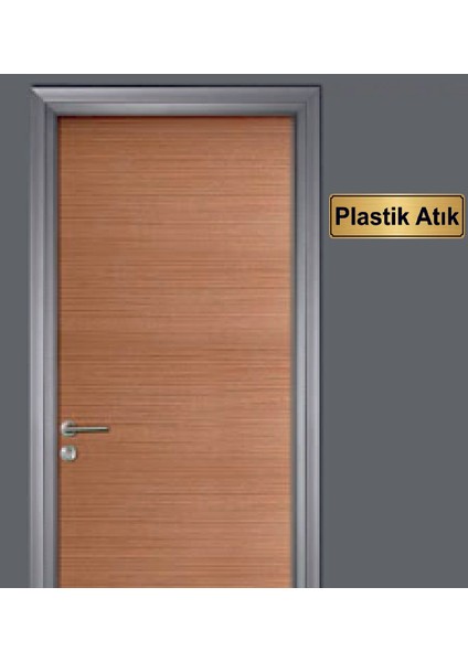 Altın Renk 10 x 20 cm Plastik Atık Yazılı Metal Yönlendirme Levhası