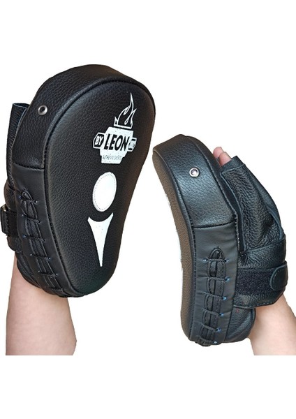 Leon Ultimate Hakiki Deri Boks ve Kick Boks El Lapası Ellik Siyah