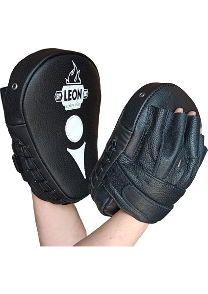 Leon Ultimate Hakiki Deri Boks ve Kick Boks El Lapası Ellik Siyah