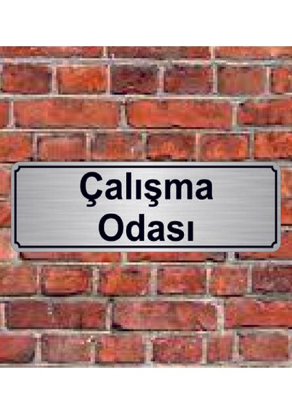 Gümüş Renk 10 x 20 cm Çalışma Odası Yazılı Metal Yönlendirme Levhası