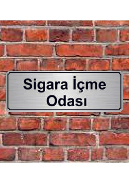 Gümüş Renk 10 x 20 cm Sigara Içme Odası Yazılı Metal Yönlendirme Levhası