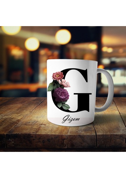Gizem İsimli G Baş Harf Baskılı Kupa Bardak