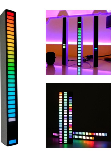 Sesli Aktif Pikap Ritim Müzik Şerit Işık Rgb Tüp Peri LED Işıkları Siyah