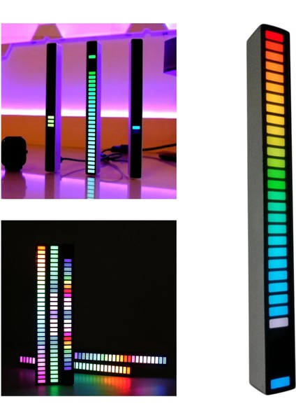 Sesli Aktif Pikap Ritim Müzik Şerit Işık Rgb Tüp Peri LED Işıkları Siyah