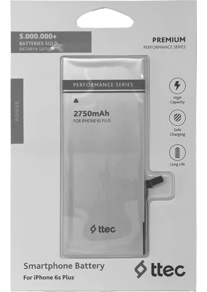 TTEC PREMIUM PERFORMANCE 2750 MAH IPHONE 6S PLUS BATARYA