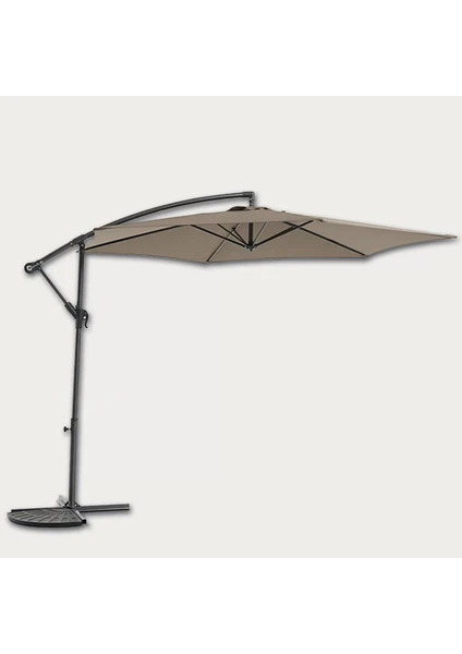 Parasol Şemsiye Kahverengi - Çap: 300 cm - 14 kg - Eğilebilme Özelliği - Ayak Çapı: 48 cm - Polyester