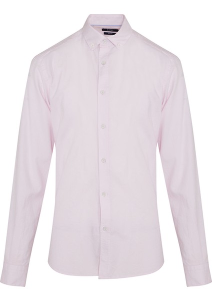 Erkek Pembe Slim Fit %100 Pamuk Gömlek