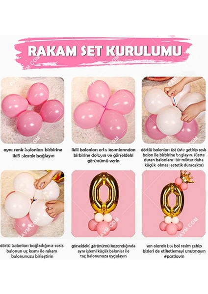 Gümüş Renk 0 Yaş Krom Gold-Gümüş Renkler Altın Taçlı Balon Seti