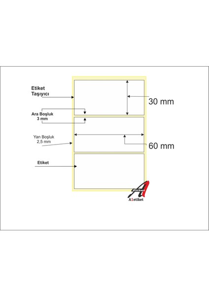 A1 Kuşe Etiket 30X60 Termal Barkod Etiketi 10 Rulo 10.000 Adet