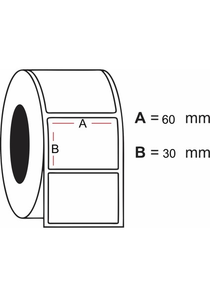 A1 Etiket 60 mm x 100 mm Termal Barkod Etiketi 500 Lü 1 Koli 48 Rulo