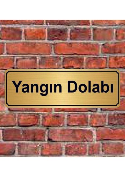Altın Renk 10 x 20 cm Yangın Dolabı Yazılı Metal Yönlendirme Levhası