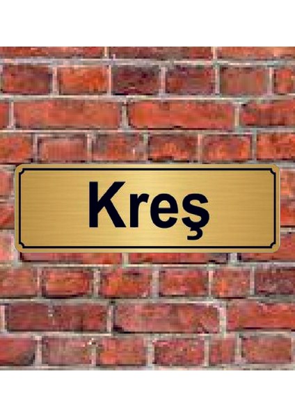 Altın Renk 10 x 20 cm Kreş Yazılı Metal Yönlendirme Levhası
