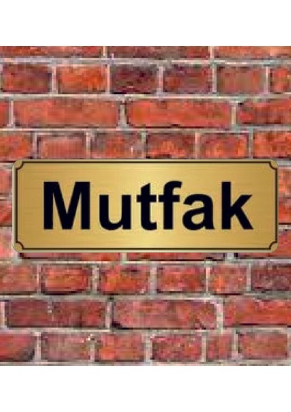 Altın Renk 10 x 20 cm Mutfak Yazılı Metal Yönlendirme Levhası